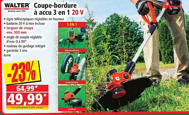 coupe-bordure à accu 3 en 1 20 v walter