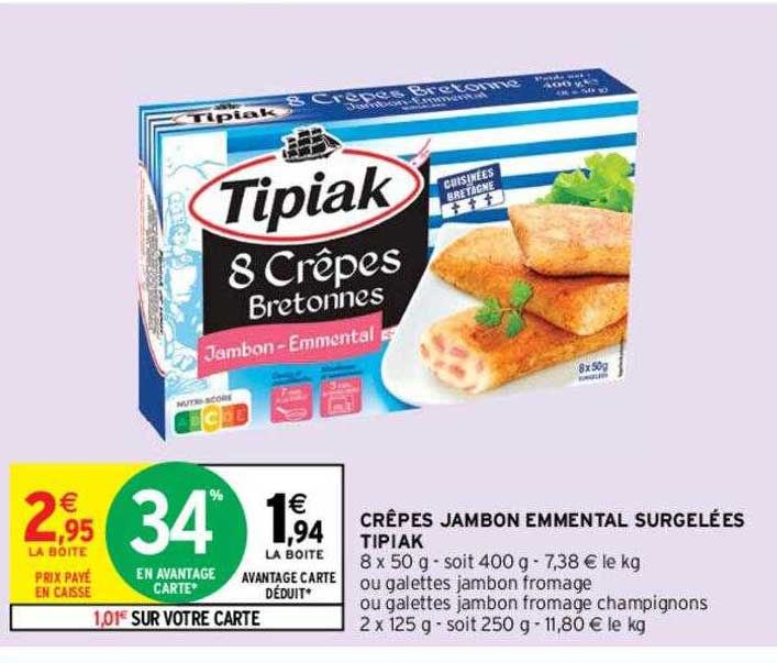 Crêpe Jambon Emmental Surgelées Tipiak