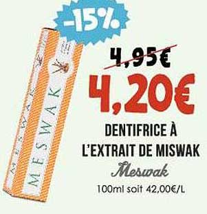 dentifrice à l'extrait de miswak meswak