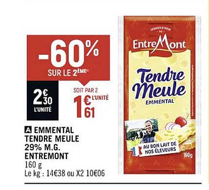 emmental tendre meule 29% m.g. entre mont