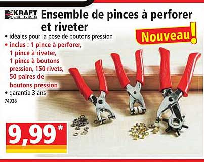 ensemble de pinces à perforer et riveter kraft werkzeuge