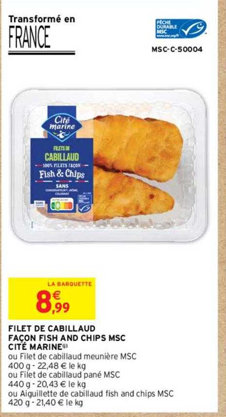 filet de cabillaud façon fish and chips msc cité marine