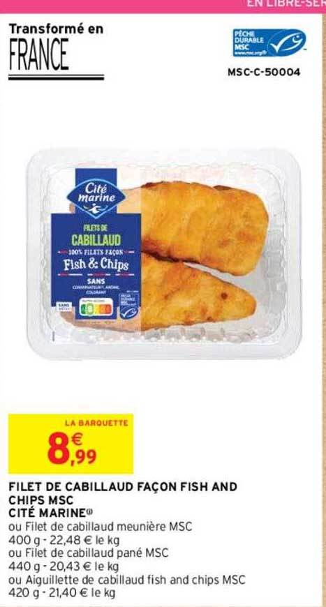 filet de cabillaud façon fish and chips msc cité marine