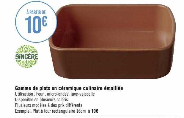 gamme de plats en céramique culinaire émaillée sincère