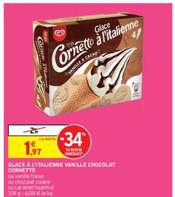Glace à L'italienne Vanille Chocolat Cornetto