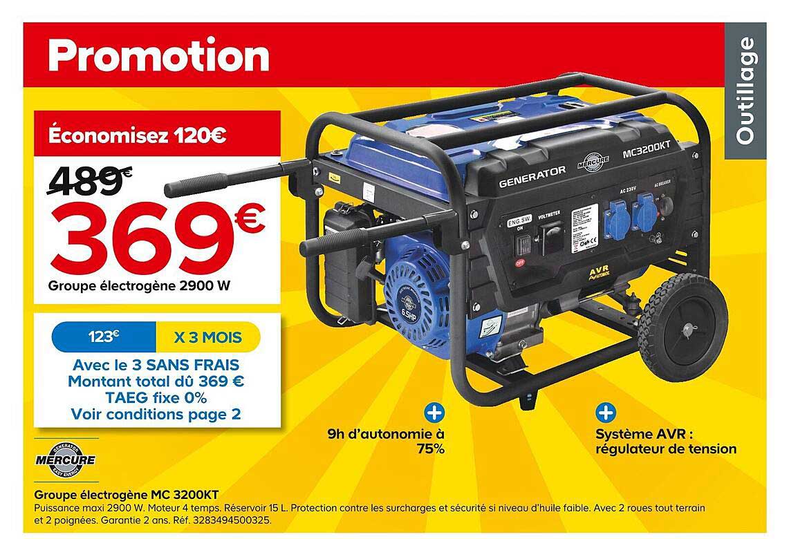 groupe électrogène mc 3200kt mercure