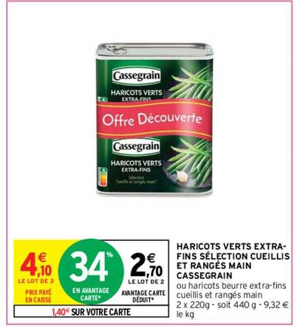 haricots verts extra-fins sélection cueillis et rangés main cassegrain