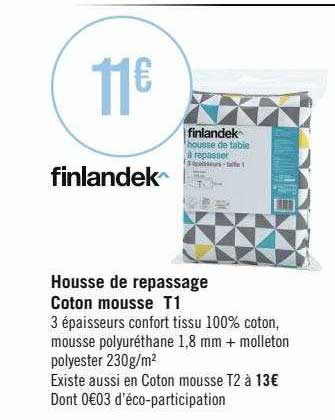 Housse De Repassage Coton Mousse T1 Finlandek^