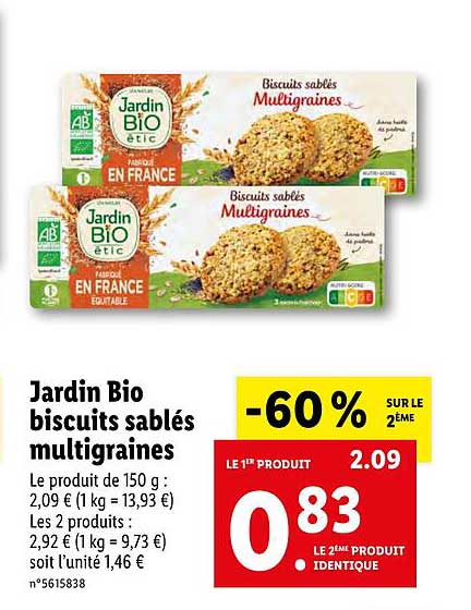 Jardin Bio Biscuits Sablés Multigraines