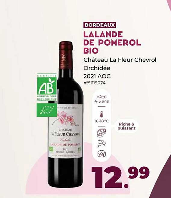 lalande de pomerol bio château la fleur chevrol orchidée 2021 aoc