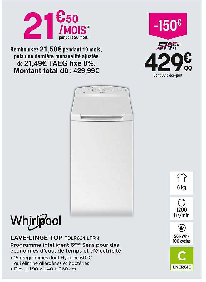 lave-linge top whirlpool