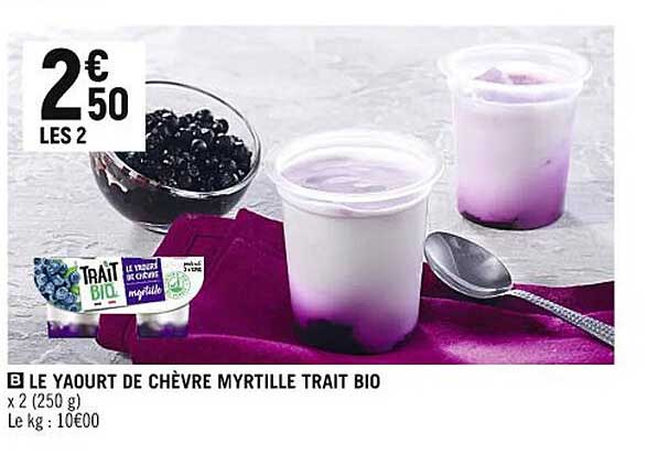 le yaourt de chèvre myrtille trait bio