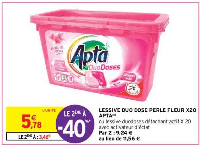 lessive duo dose perle fleur x20 apta