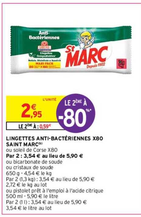 Lingette Anti-bactériennes X80 Saint Marc