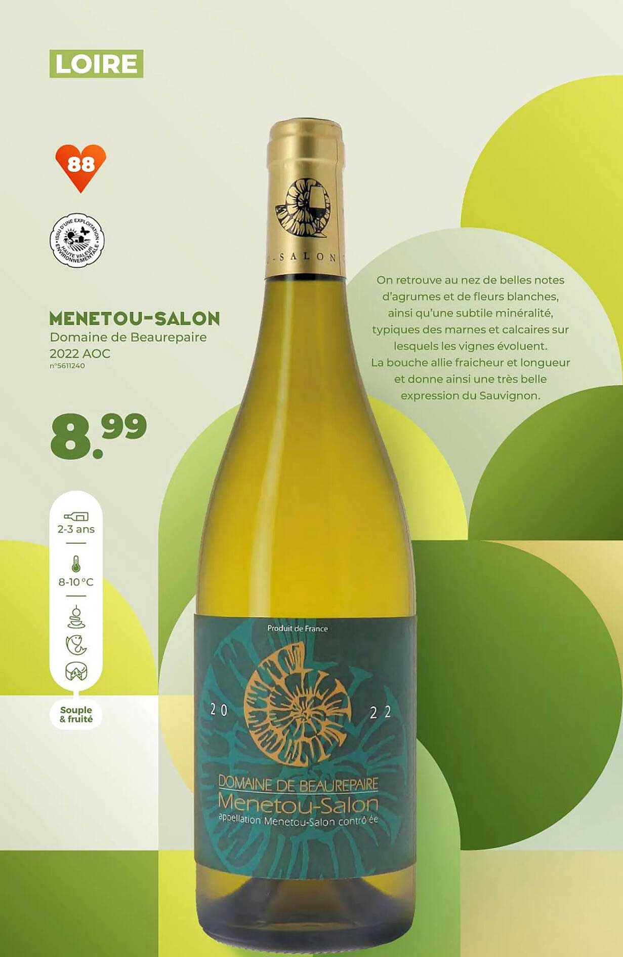 menetou-salon domaine de beaurepaire 2022 aoc