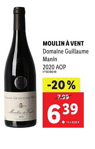 moulin à vent domaine guillaume manin 2020 aop
