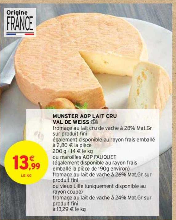 munster aop lait cru val de weiss