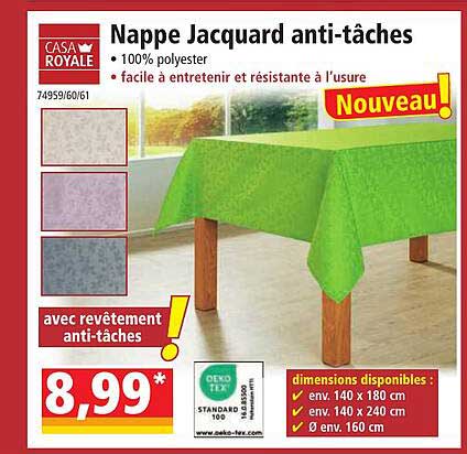 nappe jacquard anti-tâches casa royale