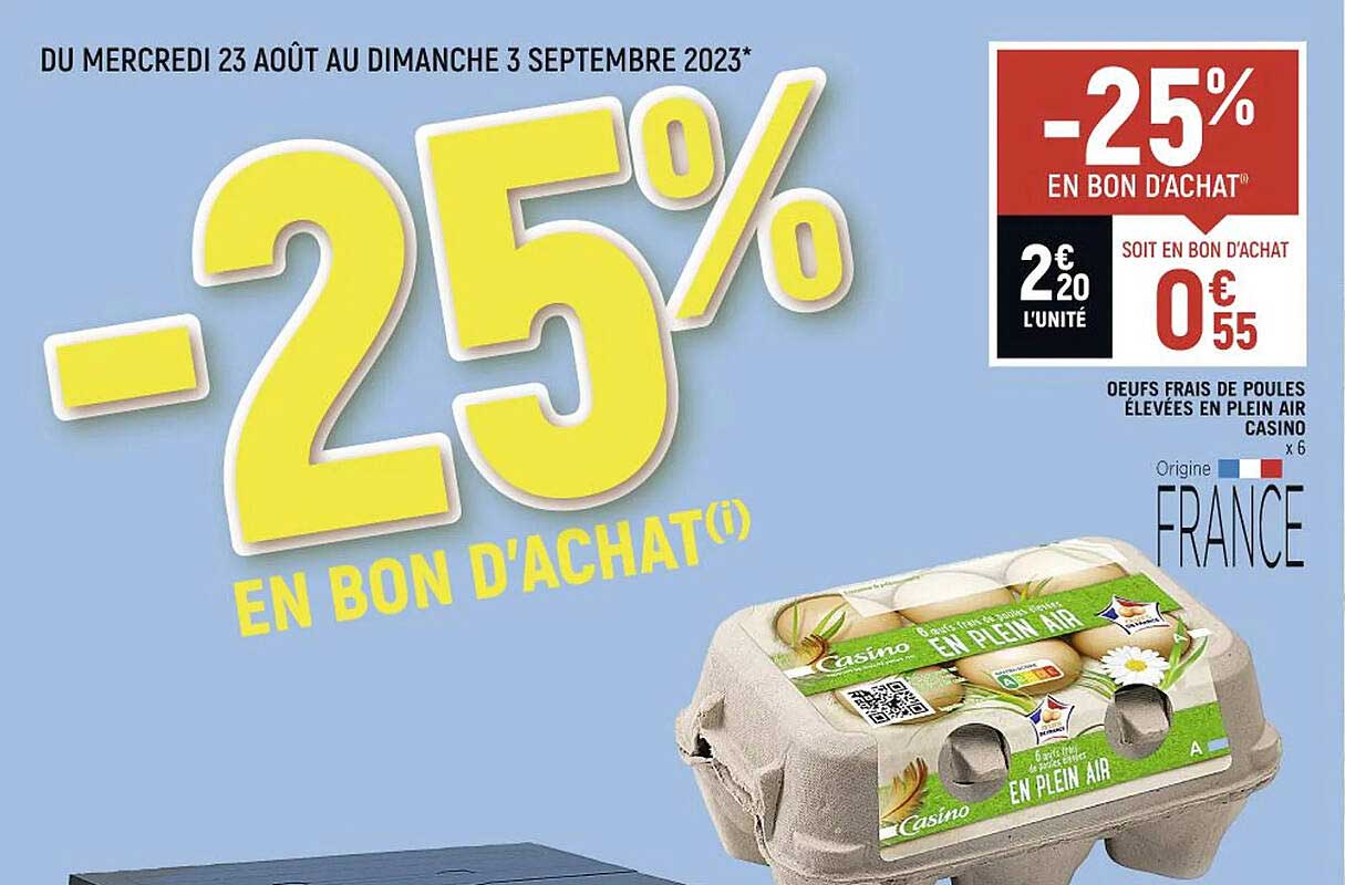 œufs frais de poules élevées en plein air casino