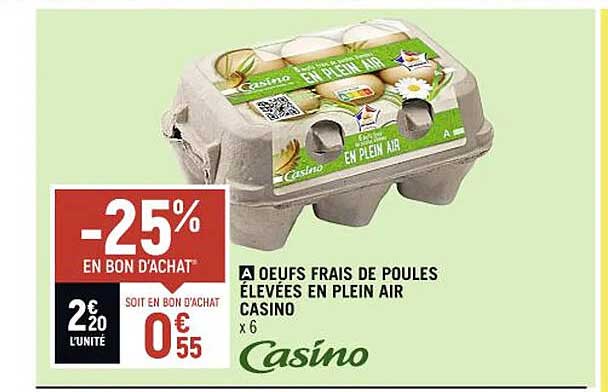 œufs frais de poules élevées en plein air casino