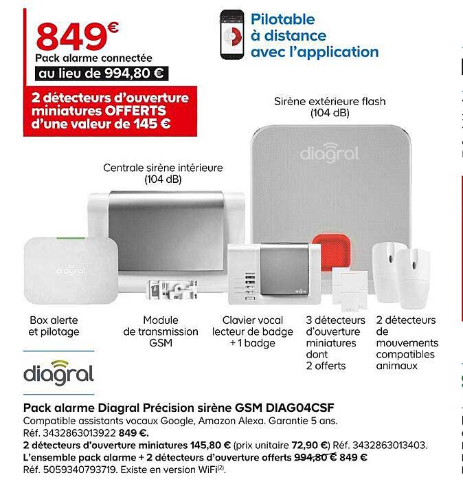 Pack Alarme Diagral Précision Sirène Gsm Diag04csf