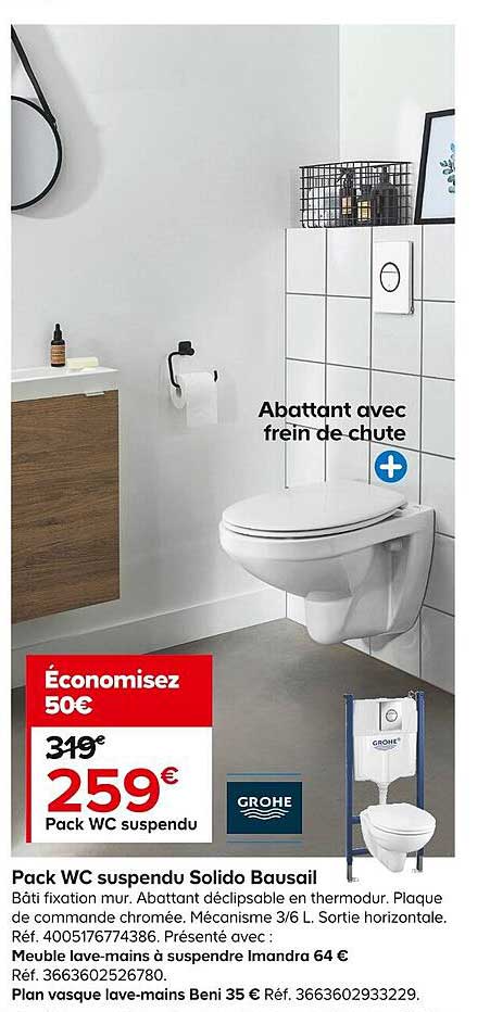 pack wc suspendu solido bausail grohe