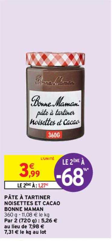 pâte à tartiner noisettes et cacao bonne maman