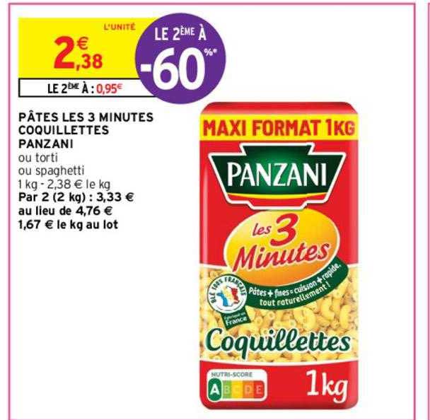 pâtes les 3 minutes coquillettes panzani