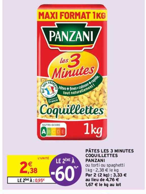 pâtes les 3 minutes coquillettes panzani
