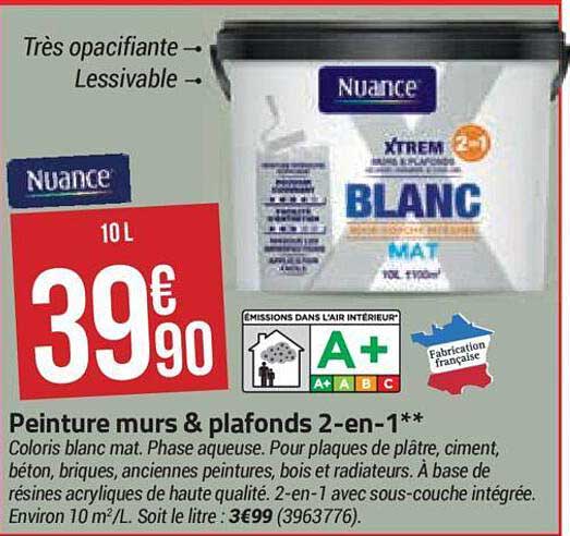 peinture murs & plafonds 2-en-1 nuance