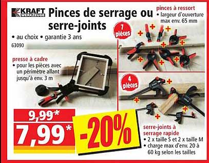 pinces de serrage ou serre-joints kraft werkzeuge