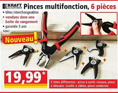 pinces multifonction kraft werkzeuge, 6 pièces