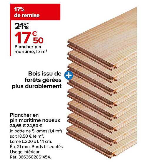 plancher en pin maritime noueux