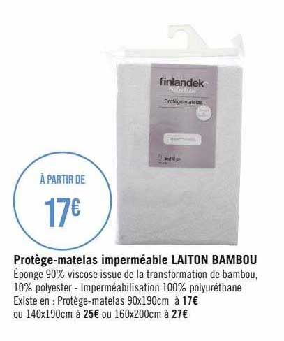 protège-matelas imperméable laiton bambou finlandek^