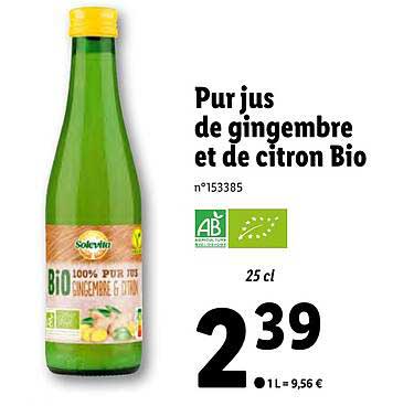 Pur Jus De Gingembre Et De Citron Bio Solevita