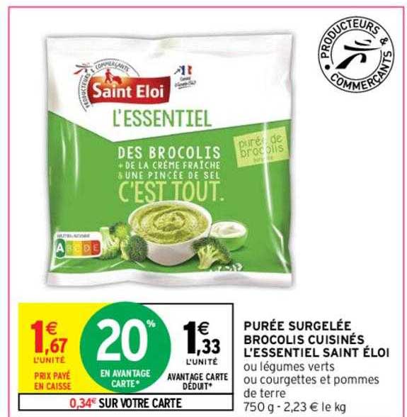 purée surgelée brocolis cuisinés l'essentiel saint éloi