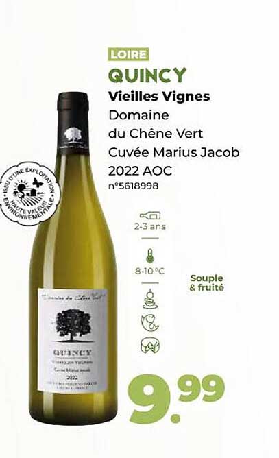 quincy vieilles vignes domaine du chêne vert cuvée marius jacob 2022 aoc