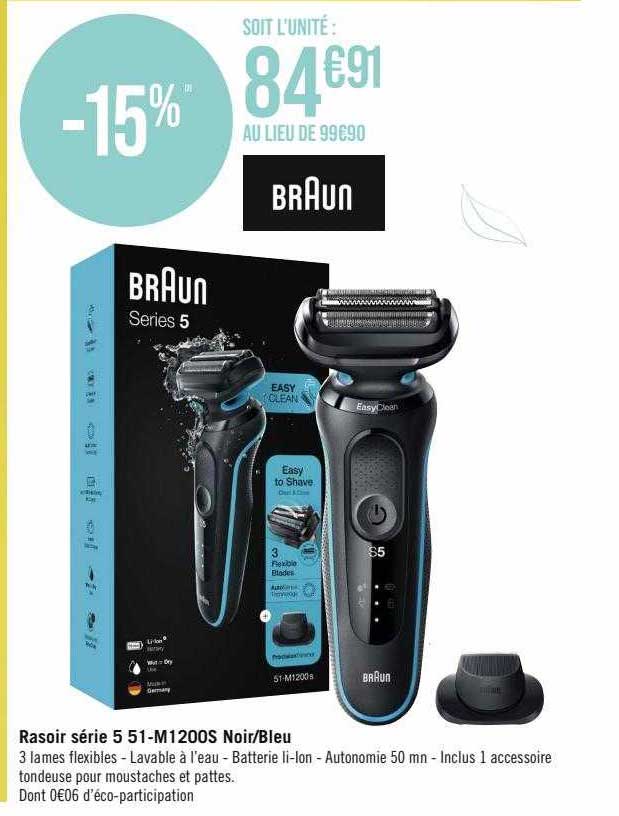 rasoir série 5 51-m1200s noir/bleu braun