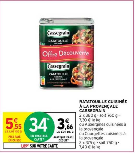 Ratatouille Cuisinée à La Provençale Cassegrain