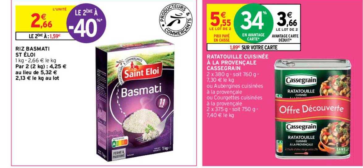 Riz Basmati St éloi, Ratatouille Cuisinée à La Provençale Cassegrain