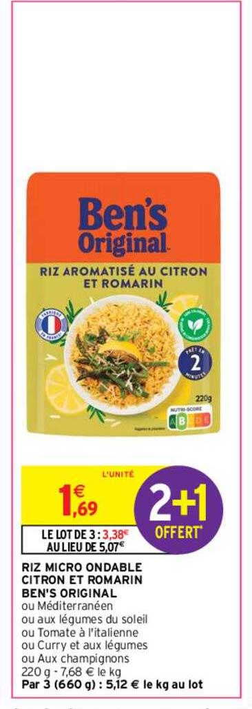 riz micro ondable citron et romarin ben's original