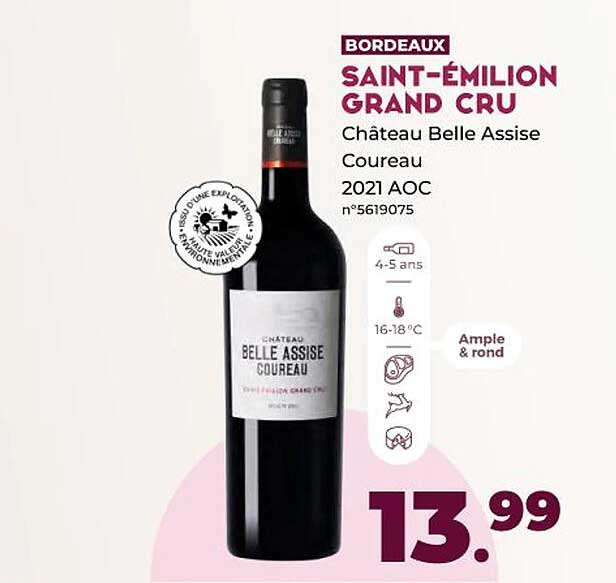 saint-émilion grand cru château belle assise coureau 2021 aoc