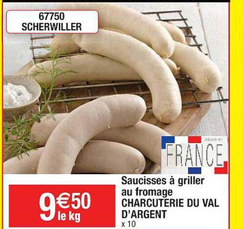 saucisses à griller au fromage charcuterie du val d'argent