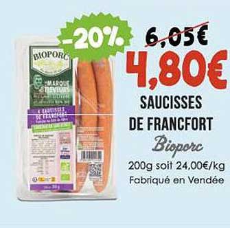 saucisses de francfort bioporc