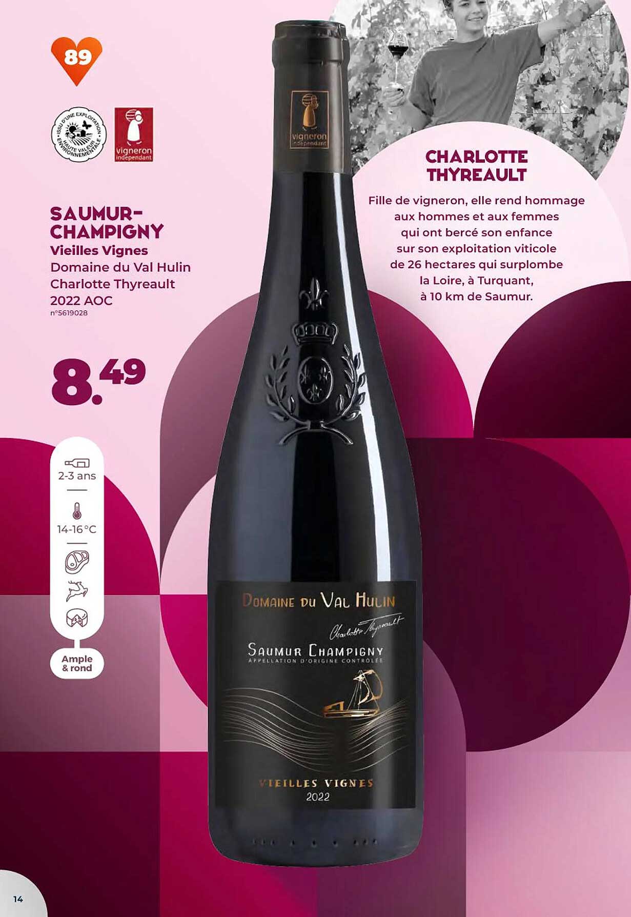 saumur-champigny vieilles vignes domaine du val hulin charlotte thyreault 2022 aoc