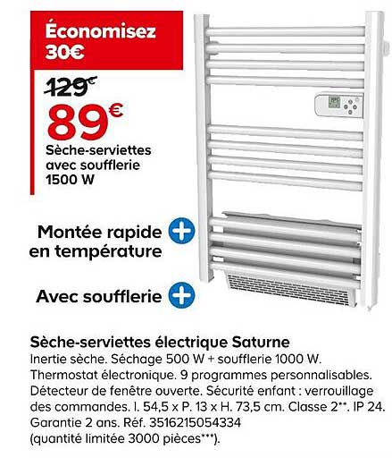 sèche-serviettes électrique saturne