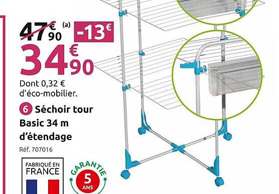 séchoir tour basic 34 m d'étendage