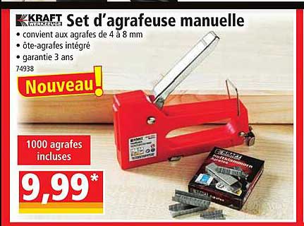 set d'agrafeuse manuelle kraft werkzeuge