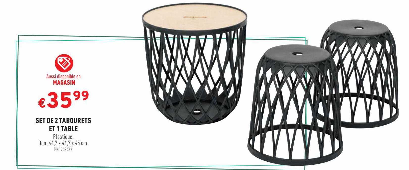 Set De 2 Tabourets Et 1 Table