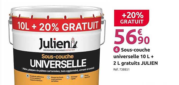 sous-couche universelle 10 l + 2 l gratuits julien